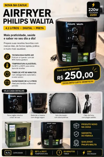 AIR FRYER - Philips Walita 4,1 Litros (220w)