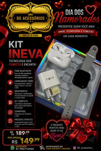 KIT SMARTWATCH + FONE E CARREGADOR 