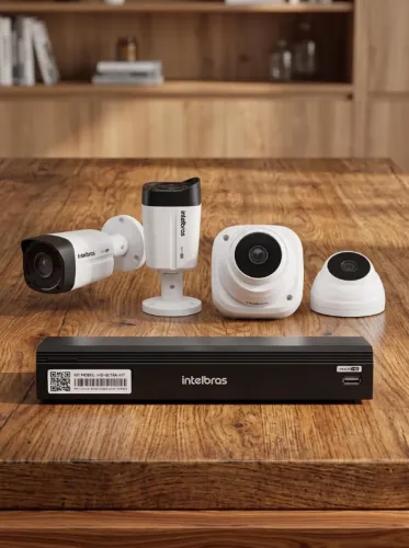 Kit Completo Usado de Segurança Intelbras - DVR + HD 4TB + 7 Câmeras