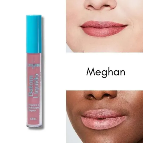 Batom líquido soft matte Cor Meghan Catharine hill, cor nude boca