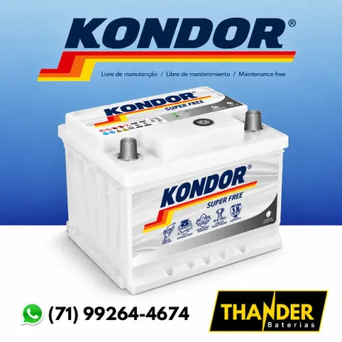 Bateria de Carro Kondor 52Ah - 18 meses de garantia - Fiat/Etios/Onix/Palio