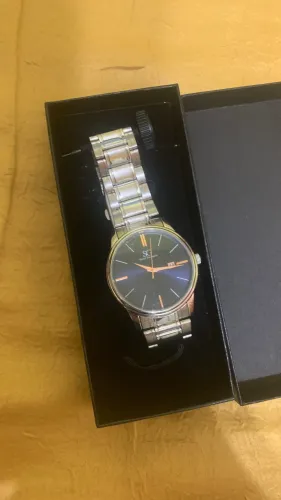 Relógio masculino pulseira prata 42mm - Novo