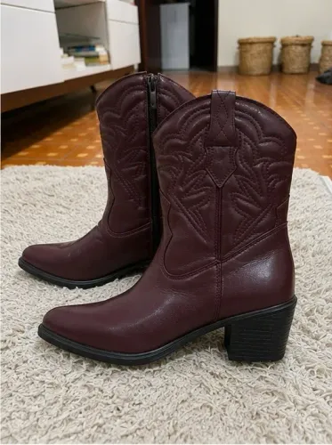 Bota Country Feminina Vinho Bordô Cano Médio