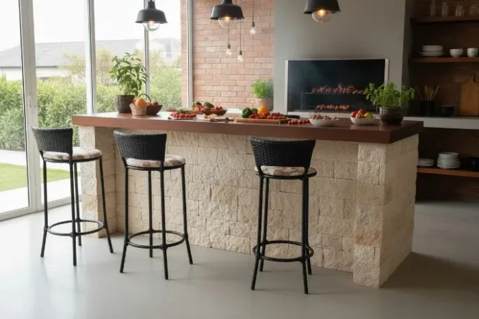 Banqueta com Encosto Rústico - R$ 239,00 cada