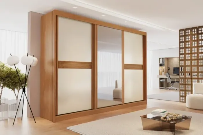 Guarda Roupa Casal 100%MDF 3Ptas Correr C/Espelho 2.42M. Produto Novo Direto de Fábrica.