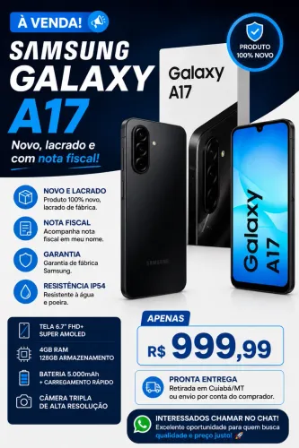 Samsung Galaxy A17 128GB - Novo e Lacrado