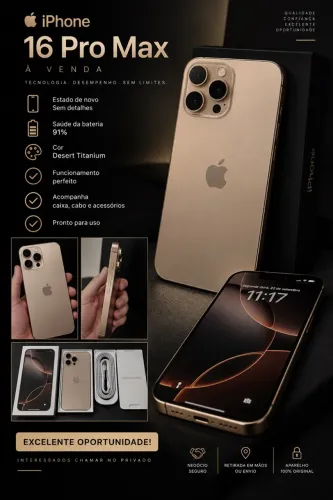 iPhone 16 Pro Max 256GB - Desert Titanium | Impecável!