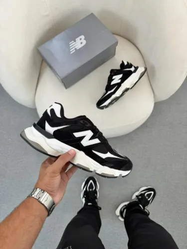 Tênis New Balance 9060 Preto/Branco Premium ?Couro legítimo Feminino