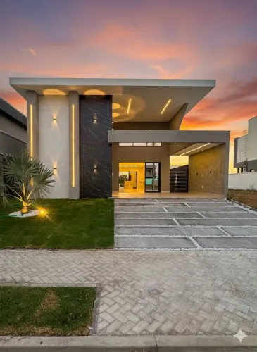 Casa exclusiva em Terras Alphaville Ceará com fundo área verde e vista do pôr do sol lindo