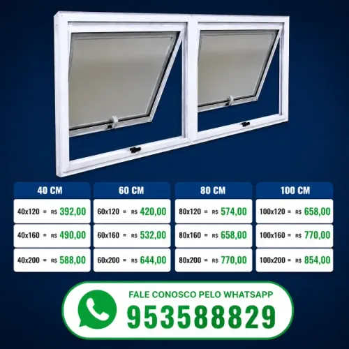 Vitro Maxim-Ar 2 Seções 100x200 s/gBranco Alumínio Direto da Fábrica pagto na entrega