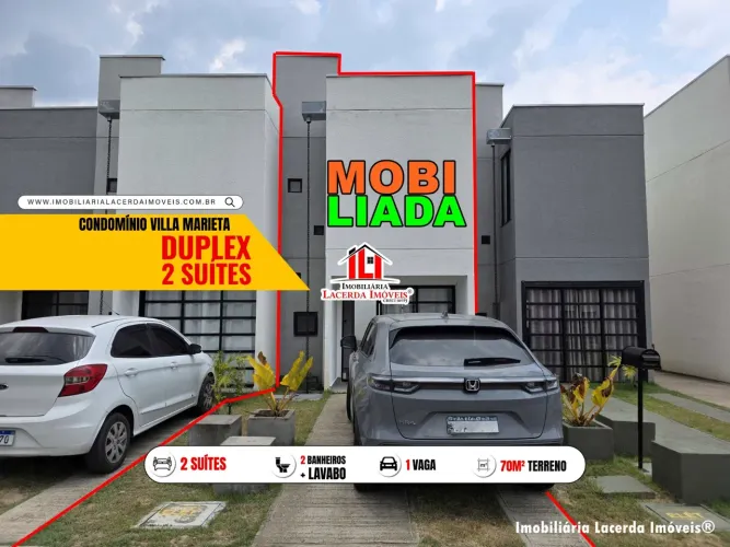 Condomínio Villa Marieta, Casa Duplex com 2 suítes mobiliado para locação na Ponta Negra