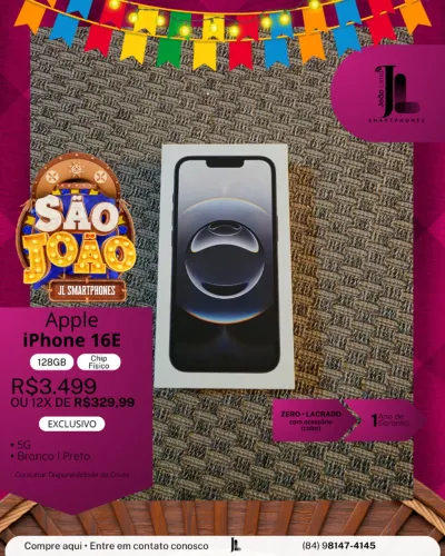 IPHONE 16E, 128GB, CHIP FÍSICO, LACRADO, EXCLUSIVO!