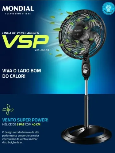 Ventilador Mondial de Coluna 40cm Super Power VSP40C 6 Pás 3 Velocidades Mondia 220vl