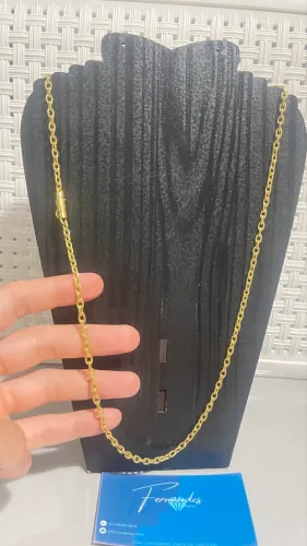 Cordão Cadeado Prata 950 No Banho De Ouro 18k