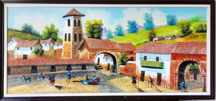 Lindíssimo quadro peruano importado, cores vivas, estado de novo -  ENTREGO PESSOALMENTE