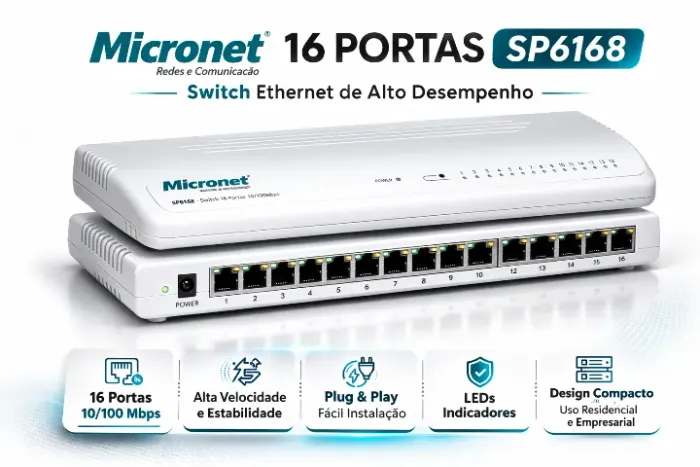 Switch Empresarial 16 Portas Micronet