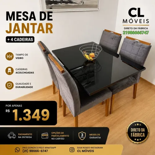 Mesa 120x80 com 4 cadeiras