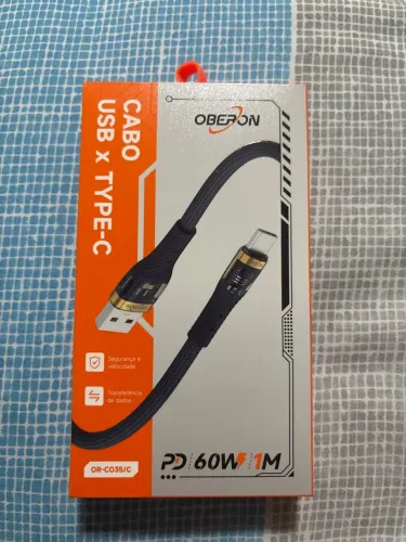 Cabo Tipo-C Oberon 60W Carregamento Rápido (Lacrado na Caixa)