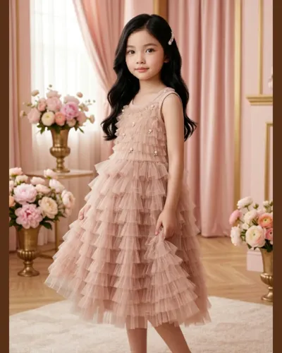 Vestido Pituchinhus Princesa Premium ? Tule Bordado e Pérolas