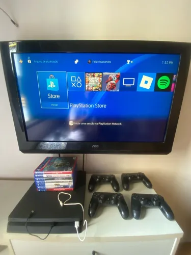 PS4 Slim 1 TB + TV AOC 32 + 7 jogos originais - R$ 1.990