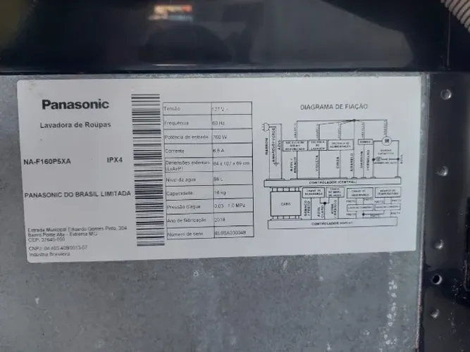 Máquina De Lavar Panasonic 16kg Inox inverter