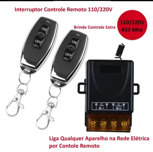 Interruptor Controle Remoto AC 110/220V 433Mhz Liga qualquer Aparelho na Rede Elétrica