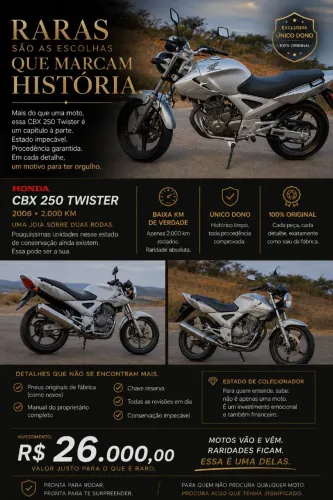 HONDA TWISTER 2006 | 2.000 KM | ÚNICO DONO | ORIGINAL DE FÁBRICA