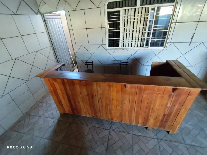 Balcão de Atendimento Rústico em L para Comércio, Bar ou Hamburgueria com caveta