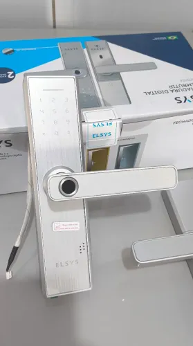 Fechadura Digital de Embutir com Biometria e Senha Numérica Prata [Nova]