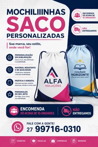 Mochiliinhas saco personalizadas