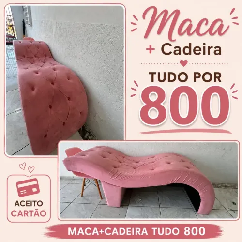 Maca de estética + cadeira rosa