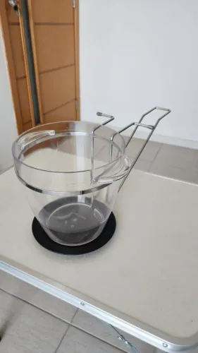 Balde de gelo acrílico com suporte em Inox Novo