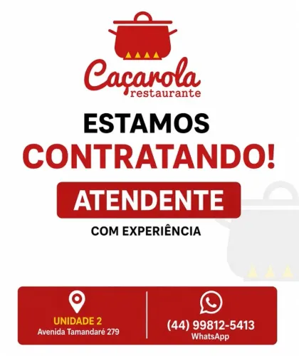 Caçarola Restaurante Contrata