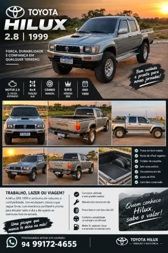 Toyota Hilux CD SR5 4X4 2.8 Diesel 1999