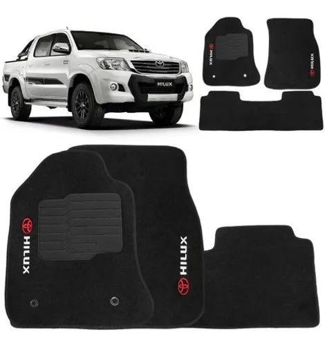 Tapete Carpete Toyota Hilux 2005 à 2011 Preto 3 Peças - C/ Logo