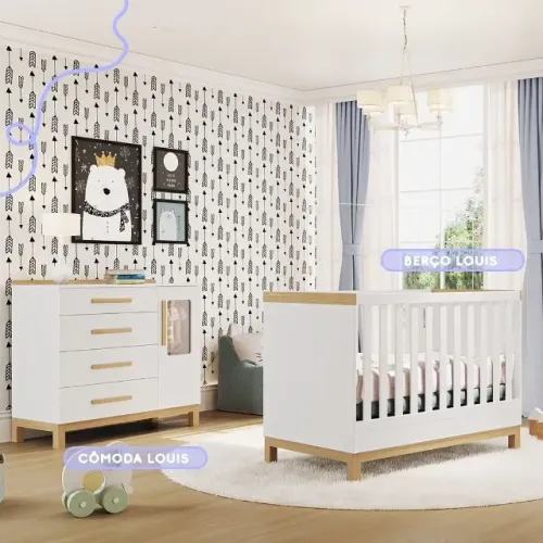 Conjunto Infantil Berço e Cômoda Louis **novo direto da indústria**