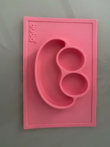 Prato Infantil Silicone - Bebê - Dividido - Rosa