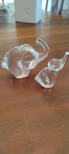 Par de elefantes da sorte em cristal