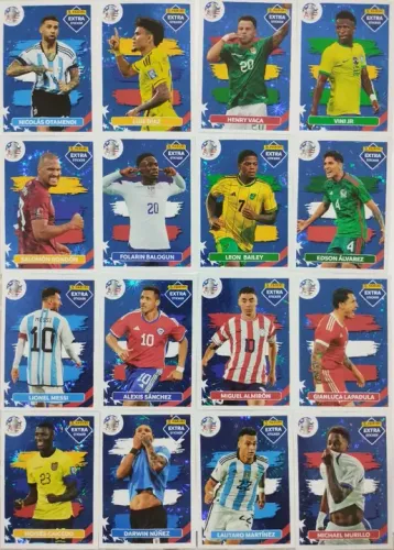 Conjunto 16 Figurinhas Extra Copa América 2024 - AZUL