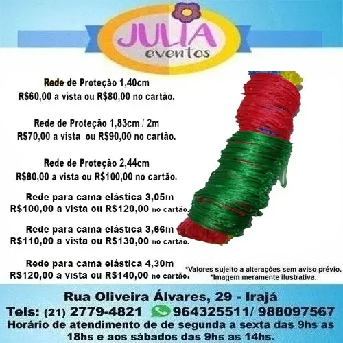 Rede de Proteção Colorida para Pula pula cama elástica a partir de R$60,00