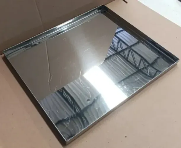 Bandeja em Aço Inox 40x34x2cm Para Estufas Freezer Expositores Padaria Açougue Salgados