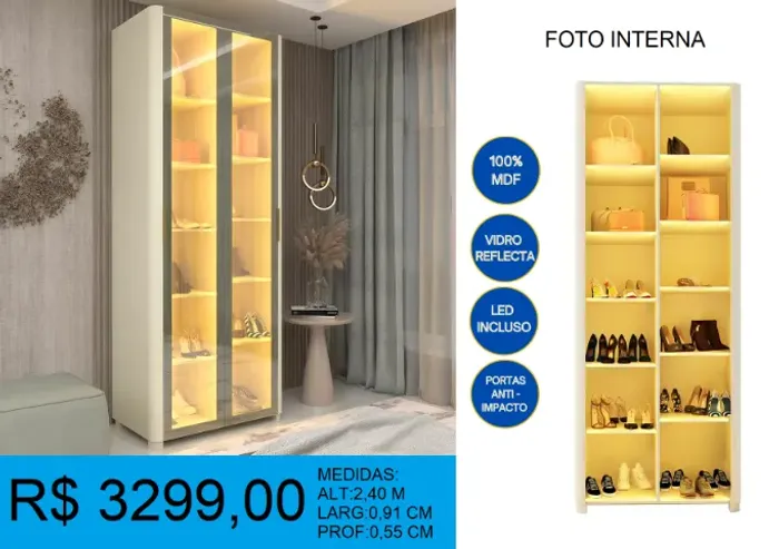 Sapateira espelhada super reforçada - compre hoje e receba amanhã