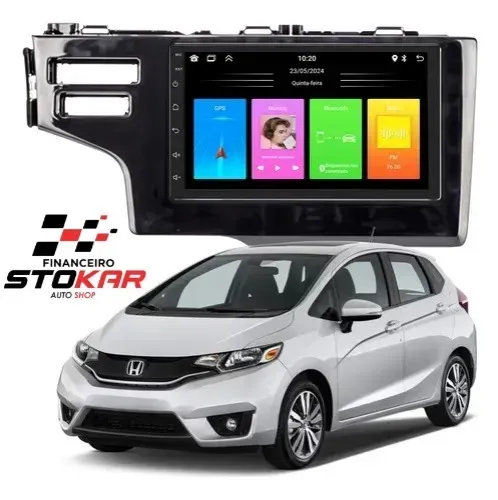 Honda FIT Central Multimídia 9" pol Android Carplay Android Auto Sem Fio