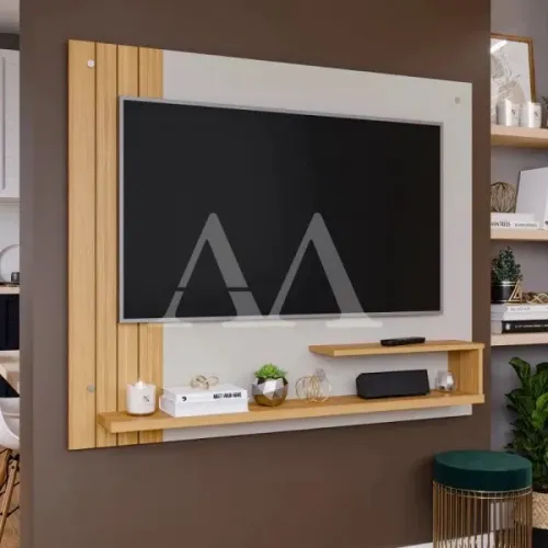 Painel de TV moderno com prateleiras até 50 polegadas