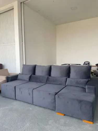 Sofá shaise retrátil e reclinável Cinza - Conforto e Estilo