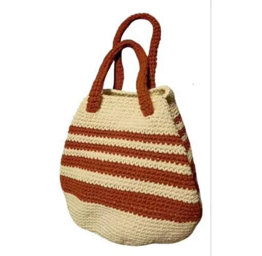 Bolsa Saco Crochê Listrada