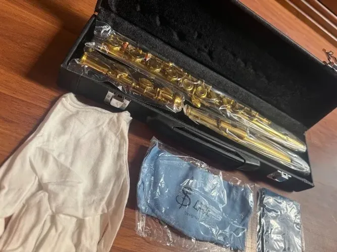 flauta transversal dourada slade prosperar luthieria acessorios flanelas limpeza estojo lu