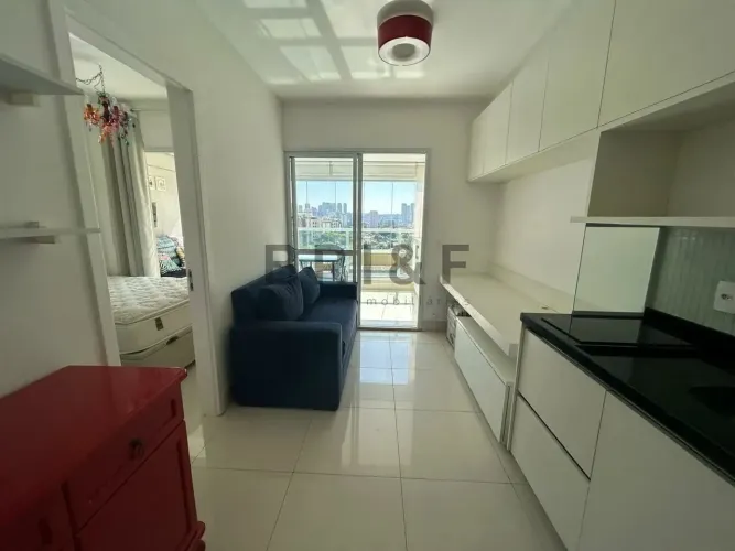 Apartamento para venda mobiliado com quarto separado no Brooklin 33m², 1 vaga . lazer comp