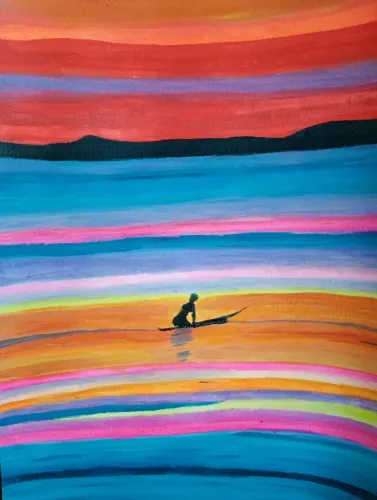 Pintura Acrílica em papel texturizado para moldura 50x40