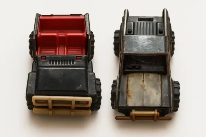 Lote 2 Carrinhos Antigos de Metal Diecast Jeep e Caminhonete Para Restauração Customização